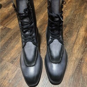 Men's Black Leather Lace-Up Boots